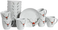 CreaTable Fr&uuml;hst&uuml;cks-Geschirrset "Hirsch, Fr&uuml;hst&uuml;cksset 18-tlg" Winterdekor,