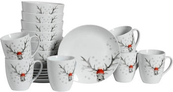 CreaTable 21498, Luna Hirsch, Fr&uuml;hst&uuml;cksset 18-tlg, Porzellan