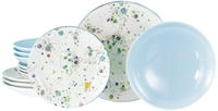 CreaTable Teller-Set "Candy Drops, Teller Set 12-tlg." Unregelm&auml;&szlig;ige bunte Punkte,