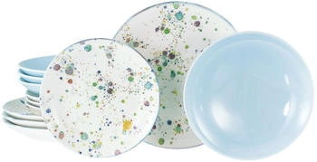 CreaTable 24257, Candy Drops Bunt, Tellerset 12-tlg, Steinzeug
