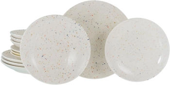 CreaTable 24264, Confetti Weiss, Tellerset 12-tlg, Steinzeug