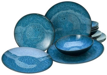CreaTable 23958, Capri Blau, Tellerset 12-tlg, Steinzeug