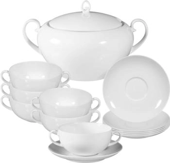 Seltmann Weiden Rondo/Liane Wei&szlig; Suppen-Set 13-teilig