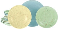 CreaTable Teller-Set "Confetti, Teller Set 12-tlg." Unregelm&auml;&szlig;ige bunte Punkte,