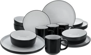 CreaTable Geschirrset Nordic Cool Black 16-teilig Steinzeug (21598)