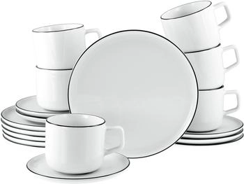 CreaTable Chef Collection Black Line Geschirrset aus Porzellan (B0D81DJZWT)