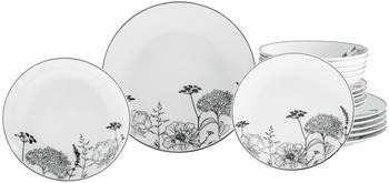 CreaTable Luna Black Flower Tafelservice 18-teilig (22673)