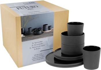 CreaTable 21540, futuro Black, Kombiservice 8-tlg, Steinzeug
