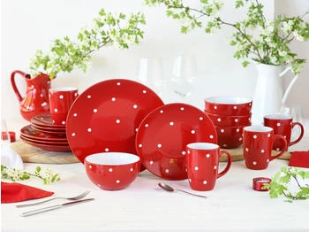 CreaTable 24595, Polka Dots Bunt, Kombiservice 16-tlg, Steinzeug