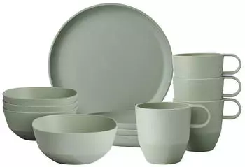Mepal Kombiservice Silueta Fr&uuml;hst&uuml;cks-Set 12er Set (12-tlg), Kunststoff, Nordic Sage