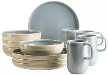 M&auml;ser Fr&uuml;hst&uuml;cks-Geschirrset "CANDY, aus Steinzeug", blau, 12 Stk., Steinzeug, Geschirr-Sets, Geschirr-Set, Service (41051349-0) blau