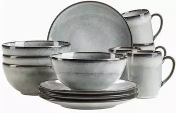 M&auml;ser Fr&uuml;hst&uuml;cksset, Steinzeug Fr&uuml;hst&uuml;cksset, Steinzeug Smoky's