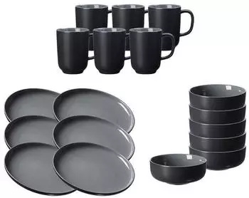 Ritzenhoff & Breker Kombiservice Jasper Frühstücksservice 18er Set (18-tlg), Keramik, schwarz