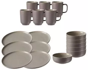 Ritzenhoff & Breker Kombiservice Jasper Frühstücksservice 18er Set (18-tlg), Keramik, taupe