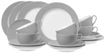 Ritzenhoff & Breker DOPPIO Grau Kaffeeservice 18-teilig grau Porzellan