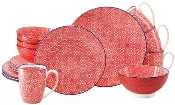 CreaTable 24787, Mediterran Rot, Kombiservice 16-tlg, Steinzeug