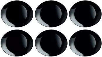 CreaTable 22844, Italien Party Schwarz, Steakteller 6-tlg, Opalglas