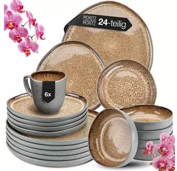 Moritz & Moritz ORGANIC 24-teiliges Geschirrset 6 Personen Beige