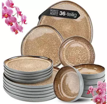 Moritz & Moritz ORGANIC 36-teiliges Geschirrset 12 Personen Beige