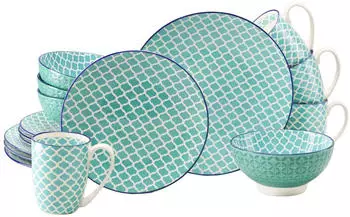 CreaTable 24781, Mediterran Petrol, Kombiservice 16-tlg, Steinzeug