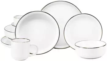 CreaTable 24795, Nordic Festive Weiss, Kombiservice 10-tlg, Steinzeug
