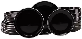 CreaTable 24806, Nordic Gourmet Schwarz, Tellerset 18-tlg, Steinzeug