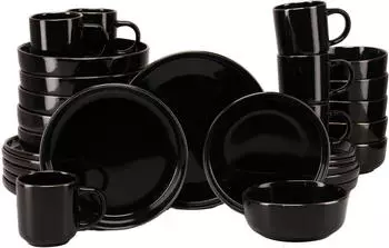 CreaTable 24786, Nordic Festive Schwarz, Kombiservice 30-tlg, Steinzeug