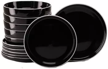 CreaTable 24805, Nordic Gourmet Schwarz, Tafelservice 12-tlg, Steinzeug