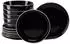 CreaTable 24805, Nordic Gourmet Schwarz, Tafelservice 12-tlg, Steinzeug