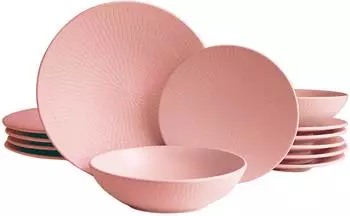 Echtwerk Blanka Tafelservice 12-teilig Steingut Rosa (EW-DW-4016R)
