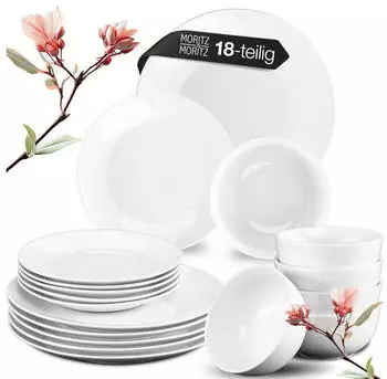 Moritz & Moritz Basic Tafelservice Porzellan wei&szlig;, 18-teilig, 6 Personen (4867)