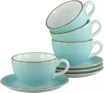 CreaTable 34041, Vintage Nature Aqua, Cappuccino Set 8-tlg, Porzellan