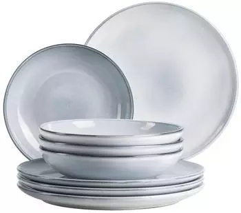 M&auml;ser Tafelservice Livio (8-tlg), 4 Personen, Steinzeug, Hellblau