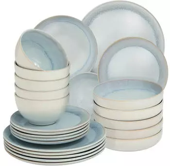 TecTake Tafelservice, Grau, Keramik, 26.5x2.5x26.5 cm, Essen & Trinken, Geschirr, Geschirr-Sets