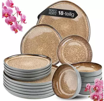 Moritz & Moritz ORGANIC 18-teiliges Geschirrset 6 Personen Beige