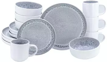 CreaTable 24888, Nordic Fjord Stone Weiss, Kombiservice 16-tlg, Steinzeug