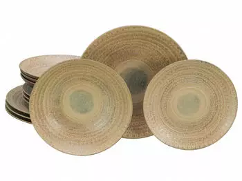 CreaTable 24860, Neapel Sand, Tellerset 12-tlg, Steinzeug