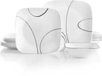 Corelle Simple Lines Geschirrset 18-teilig, Schwarz & Weiß, für 6 Personen (1134339)