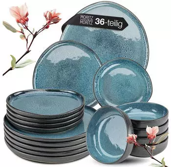 Moritz & Moritz ORGANIC 36-teiliges Geschirrset 12 Personen blau