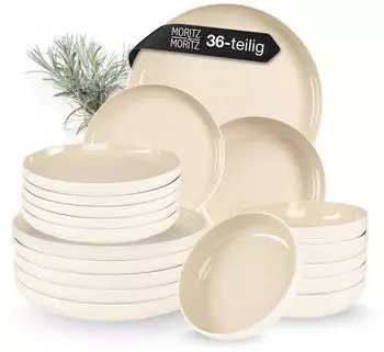 Moritz & Moritz CAVO Steingut Geschirrset 12 Personen 36-tlg. Sand