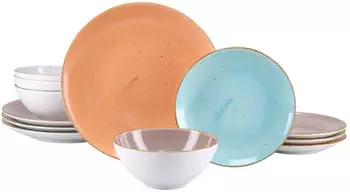 CreaTable 24817, Vintage Nature Bunt, Tellerset 12-tlg, Porzellan