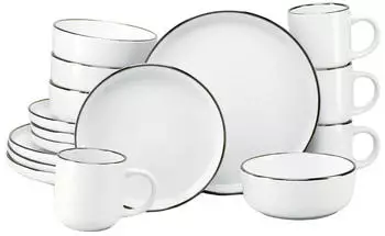 CreaTable 24796, Nordic Festive Weiss, Kombiservice 16-tlg, Steinzeug