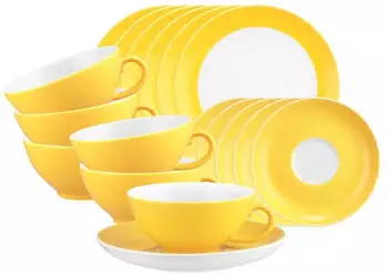 Seltmann Weiden Liberty Pure Colors Teeservice 18-teilig Yellow Glow
