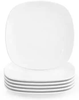 MALACASA Elisa Quadratische Dessertteller 6er-Set, Porzellan, 19x19cm, Weiß (BEA-IT-ELI-DPS)