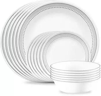 Corelle Mystic Grey 18-teiliges Geschirrset, Service für 6 Personen, splitterresistent (1134332)