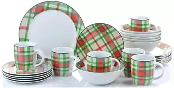 Retsch-Arzberg Highland Green Kombiservice 24-teilig Schottenkaro Porzellan (45885307-0)