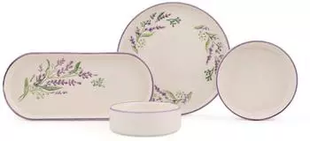 Hermia Concept Lavanta Fr&uuml;hst&uuml;cksset 14-tlg., Keramik, wei&szlig;/lila/gr&uuml;n (430KSV8815)