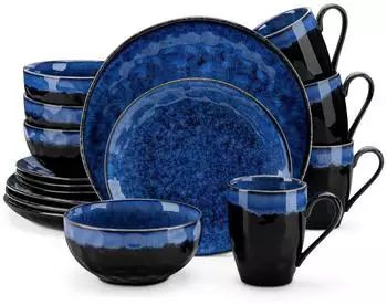 Vancasso Tafelservice Blau Steingut Vintage 16/32/48-tlg.