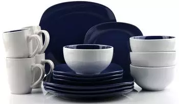 Retsch-Arzberg Nova Square Kombiservice 16-tlg. Steinzeug wei&szlig;/blau (61342166-0)
