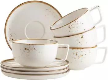 Mäser Pintar Kaffeetassen-Set, Porzellan, beige/braun, 8-tlg. (935201)